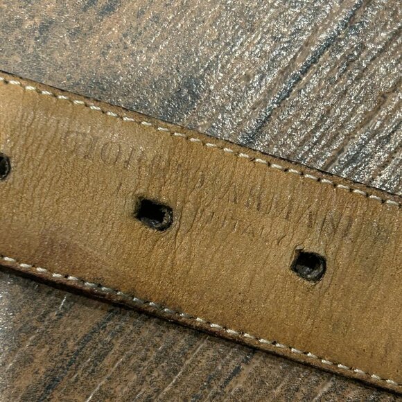 Giorgio Armani Vintage Black Suede Leather Detail Fashion Belt Size 32